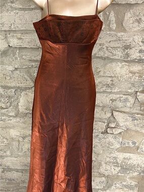 Vintage Morgan & Co. Copper Satin Evening Dress